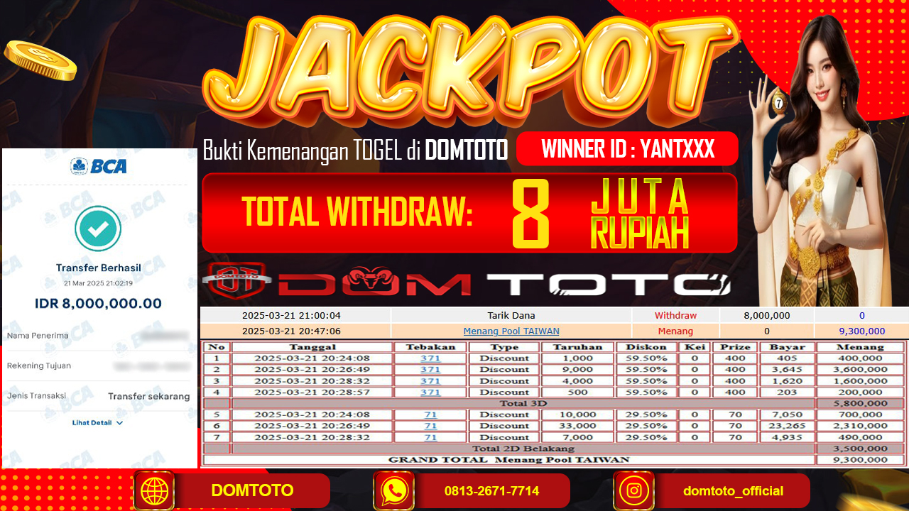 JACKPOT TOGEL POOL TAIWAN 21 MARET 2025